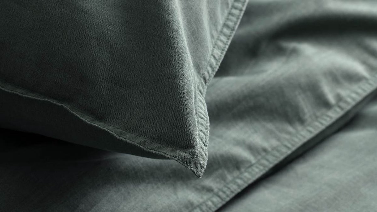 Walra Vintage Cotton Dekbedovertrek - 2-persoons (200x200/220 Cm + 2 Slopen) - Katoen - Donker - Groen