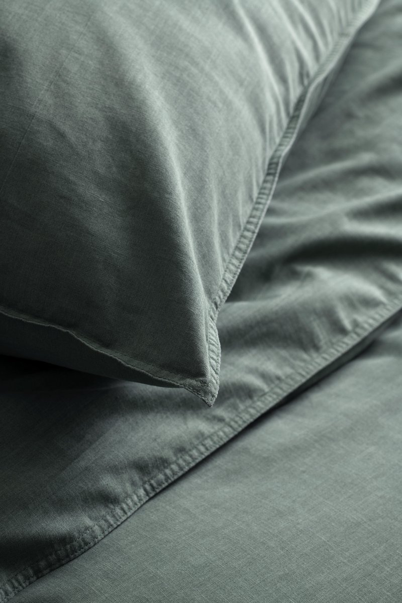 Walra Vintage Cotton Dekbedovertrek - 2-persoons (200x200/220 Cm + 2 Slopen) - Katoen - Donker - Groen