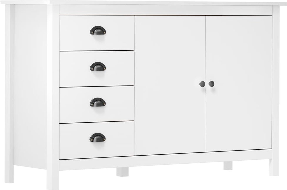 Vidaxl Dressoir Hill Range 130x40x80 Cm Massief Grenenhout - Blanco