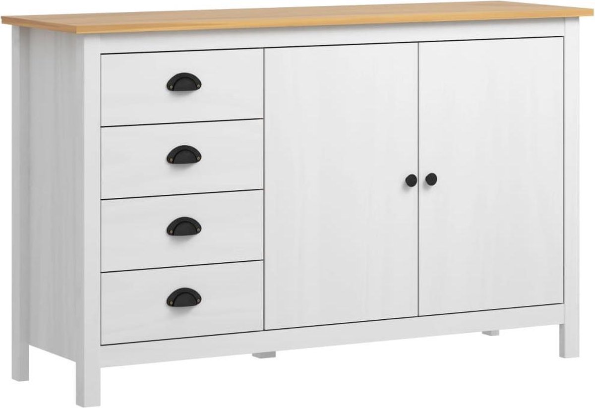 Vidaxl Dressoir Hill Range 130x40x80 Cm Massief Grenenhout - Blanco