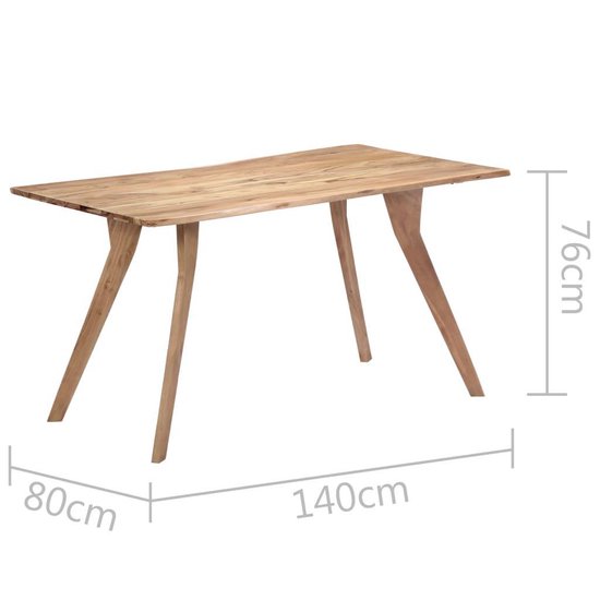 Vidaxl Eettafel 140x80x76 Cm Massief Acaciahout - Bruin
