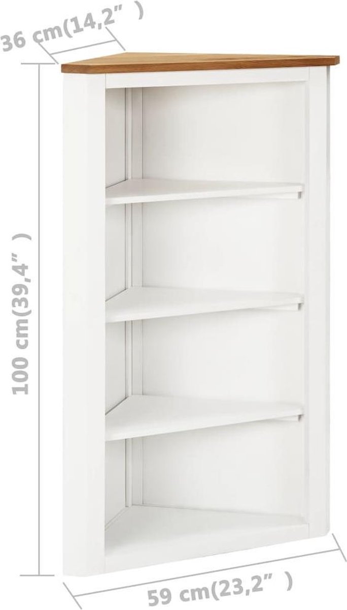 Vidaxl Hoekkast 59x36x100 Cm Massief Eikenhout - Bruin