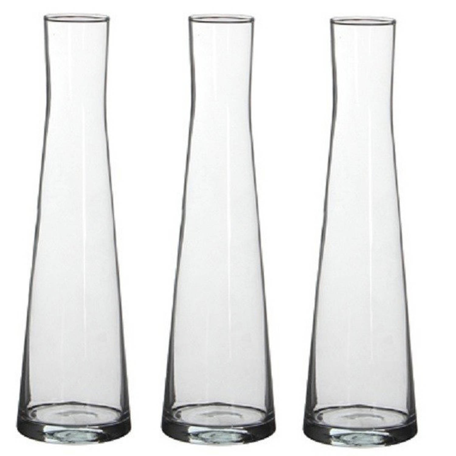 3x Uitlopende Transparante Vaas/vazen Ixia 30 X 8 Cm - Home Deco Vazen - Woonaccessoires 3 Stuks