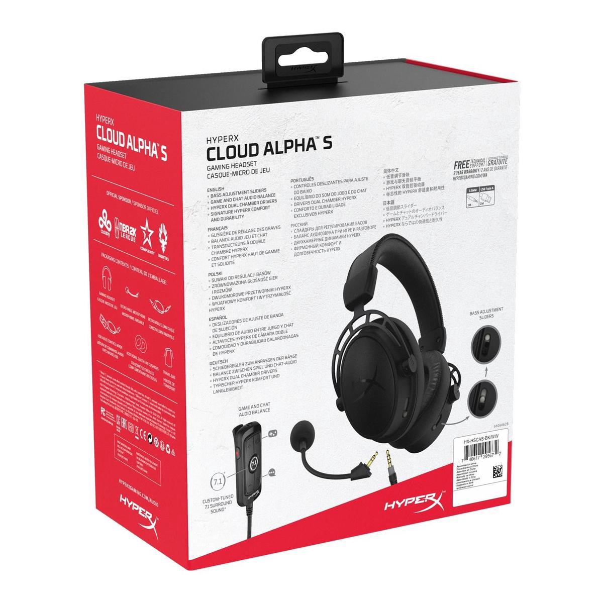 HP Auriculares gaming HyperX Cloud Alpha S (negro)
