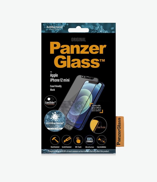 PanzerGlass Camslider™ Screenprotector Voor Iphone 12 Mini - - Zwart