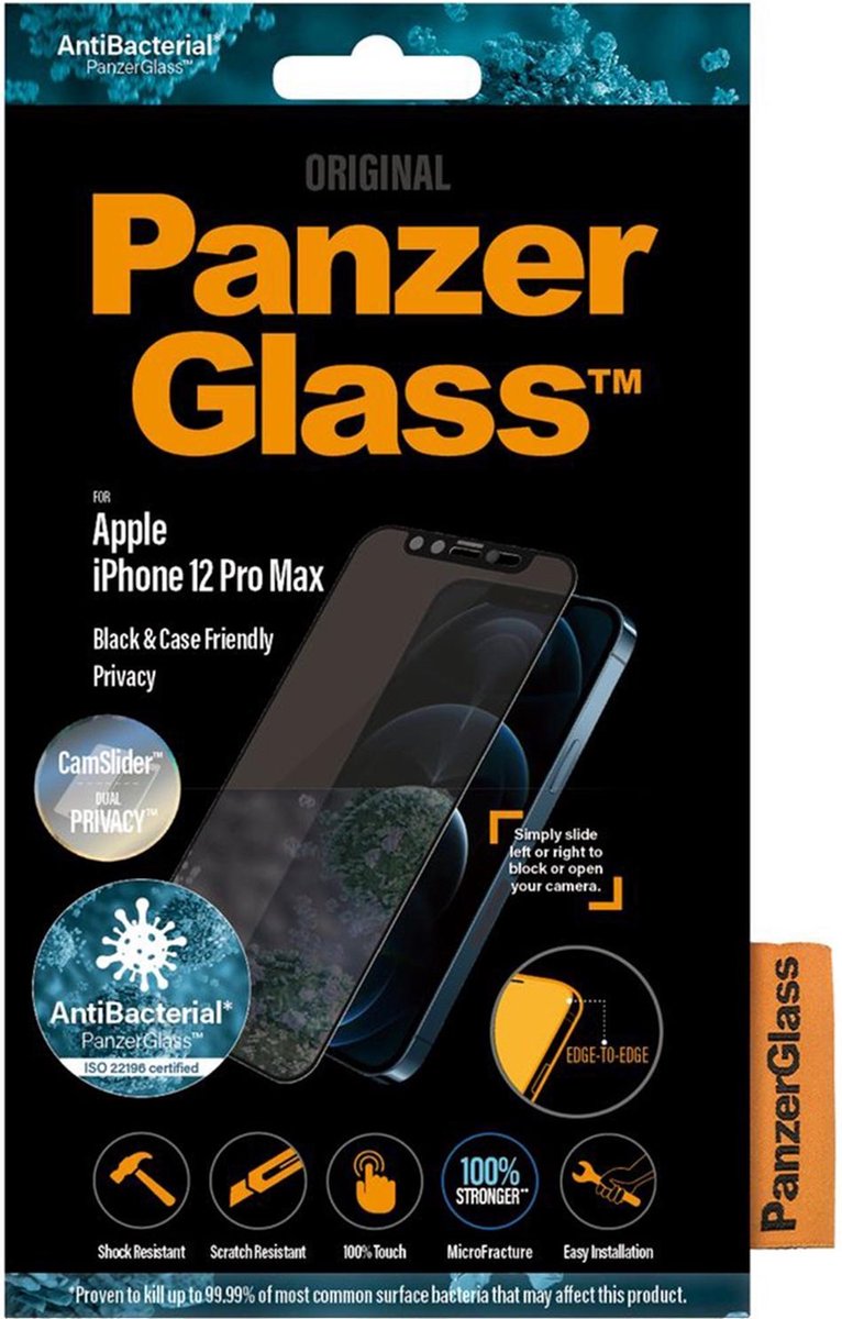 PanzerGlass Camslider™ Privacy Screenprotector Voor Iphone 12 Pro Max