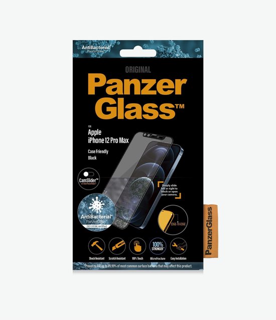 PanzerGlass Camslider™ Screenprotector Voor Iphone 12 Pro Max - - Zwart