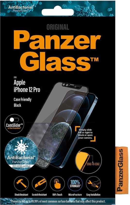 PanzerGlass Camslider™ Screenprotector Voor Iphone 12 (Pro) - - Negro