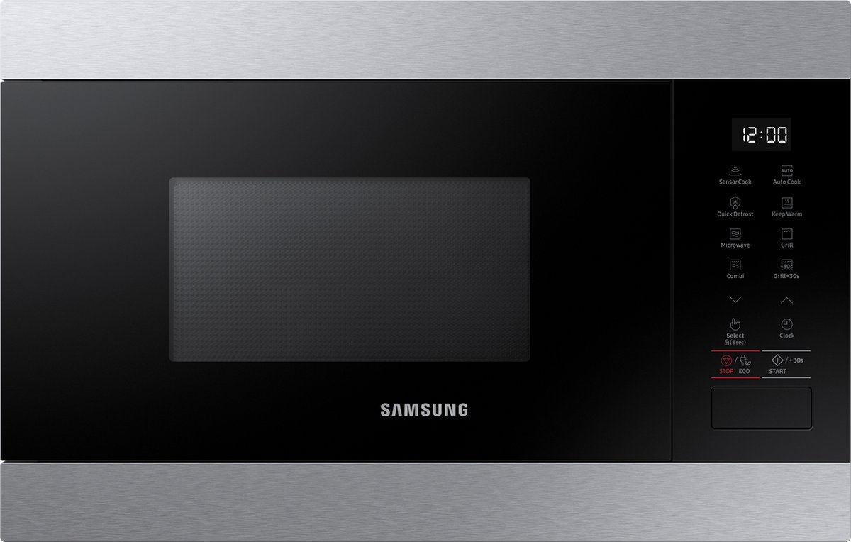 Samsung Microondas de Integración 22L 850W/Grill 1100W Inox MG22M8274CT, - Plata