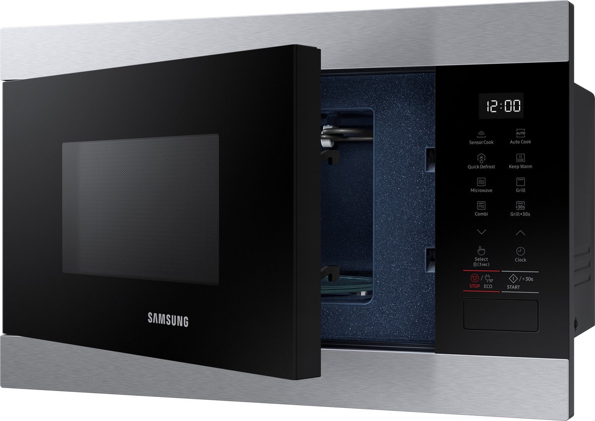 Samsung Microondas de Integración 22L 850W/Grill 1100W Inox MG22M8274CT, - Silver