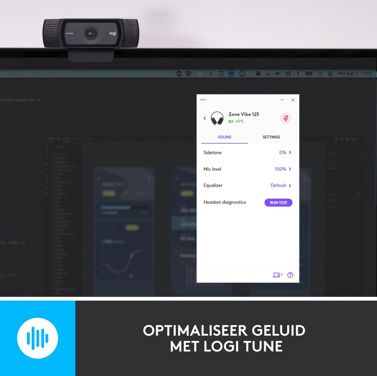 Logitech headset Zone Vibe 125 (Grijs)