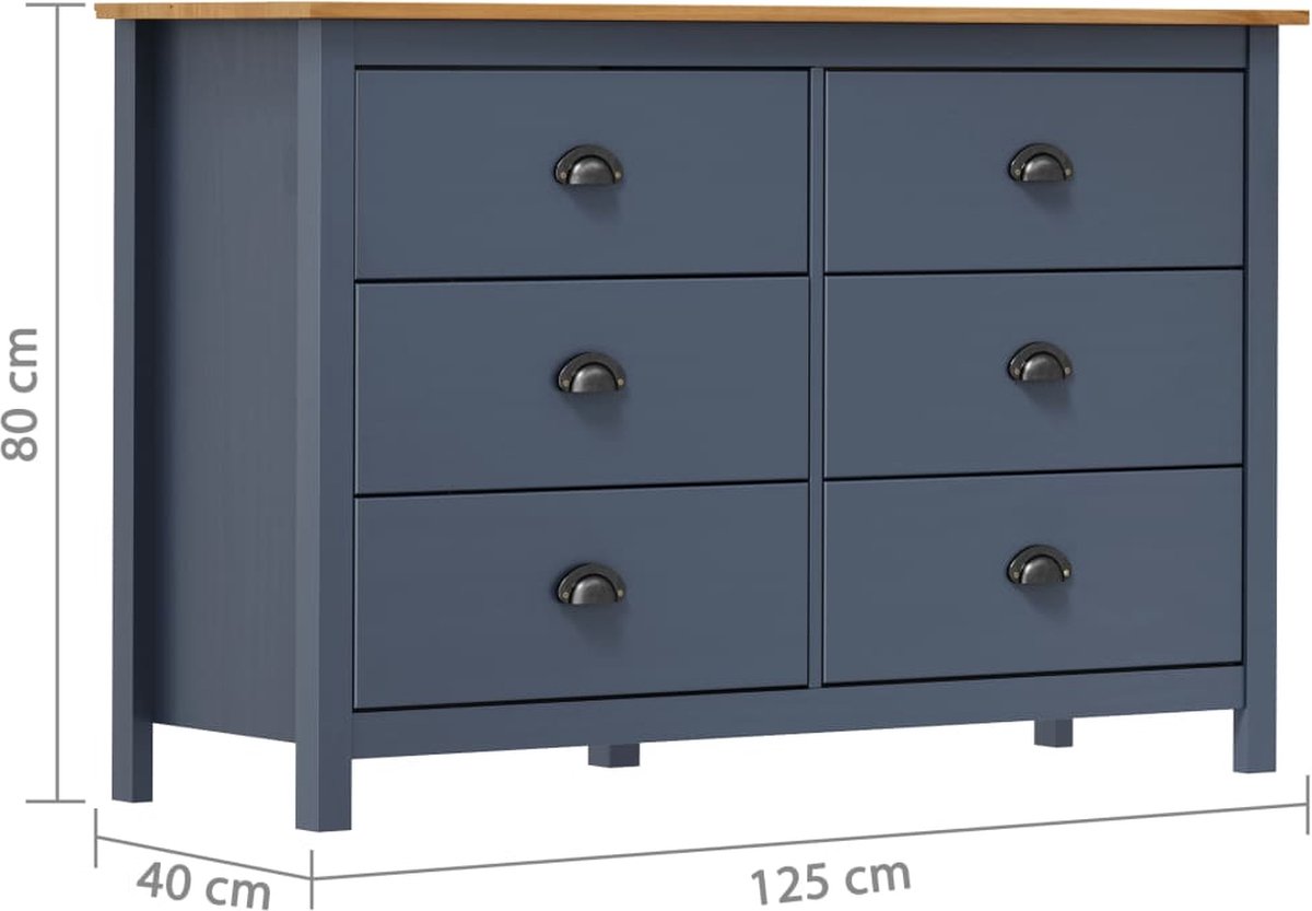 Vidaxl Dressoir Hill Range 125x40x80 Cm Massief Grenenhout - Gris