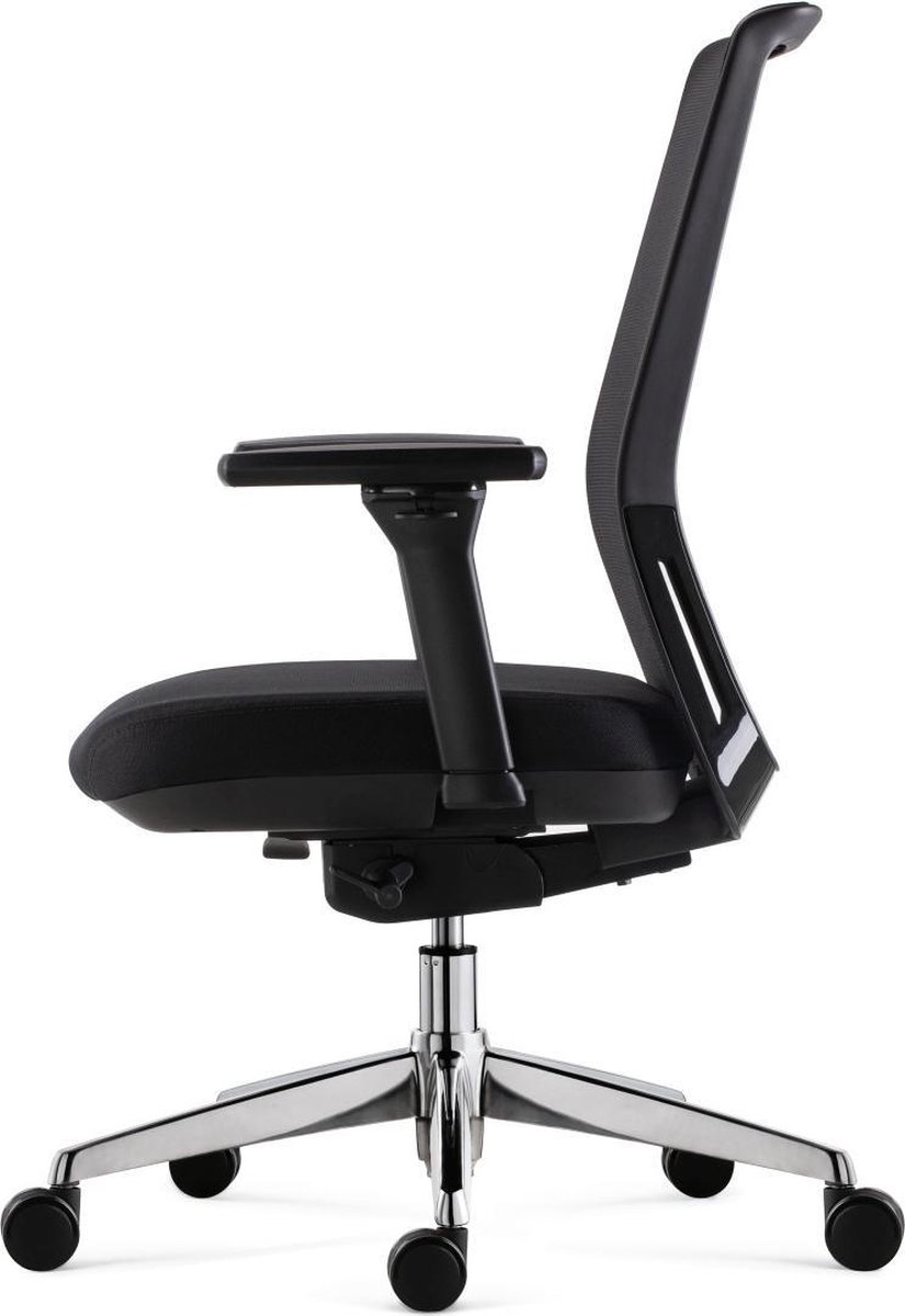 24Designs Work Synchro-4 Ergonomische Bureaustoel En1335 -e Stof/mesh - Chromen Onderstel - Zwart