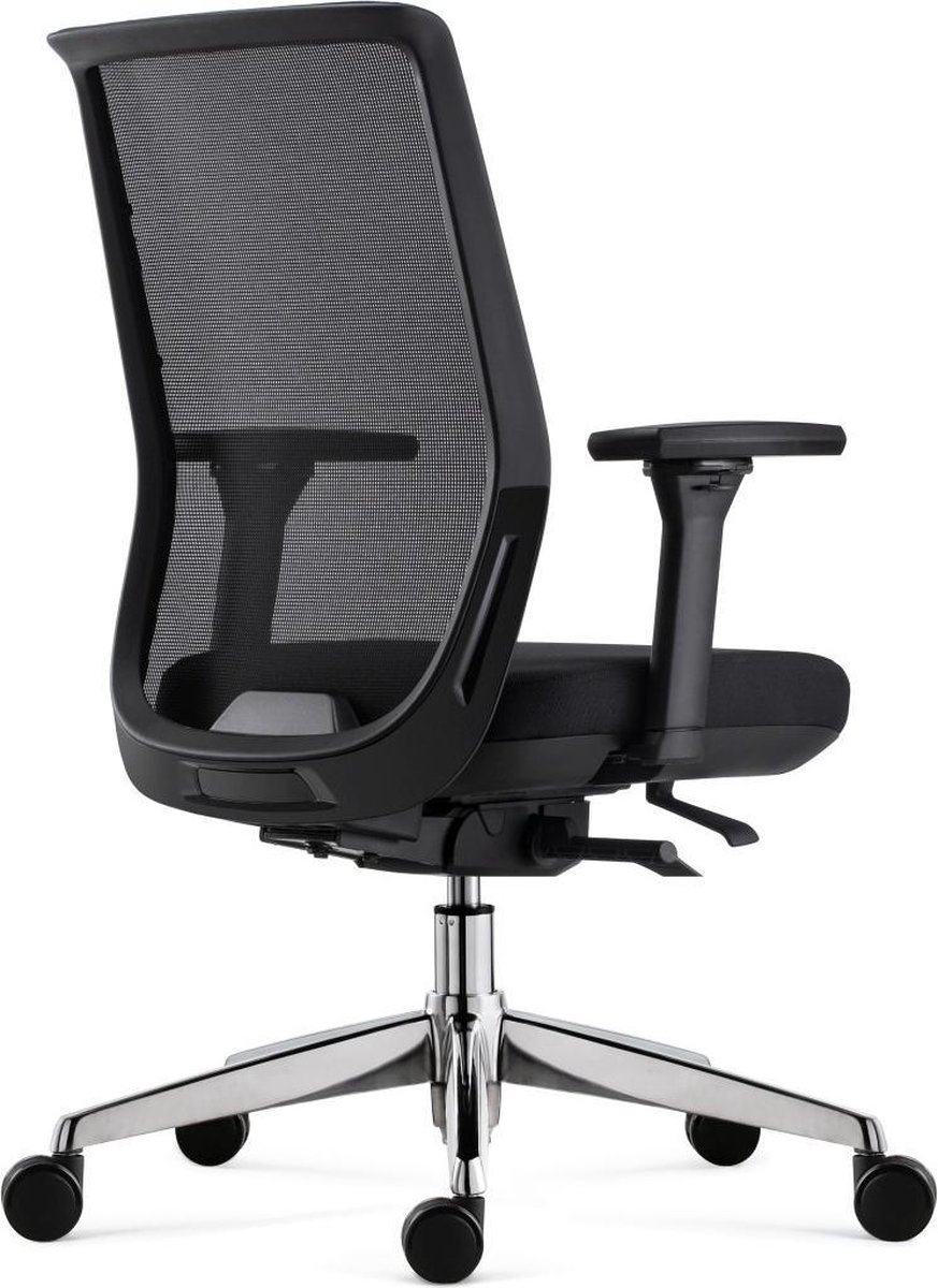 24Designs Work Synchro-4 Ergonomische Bureaustoel En1335 -e Stof/mesh - Chromen Onderstel - Zwart