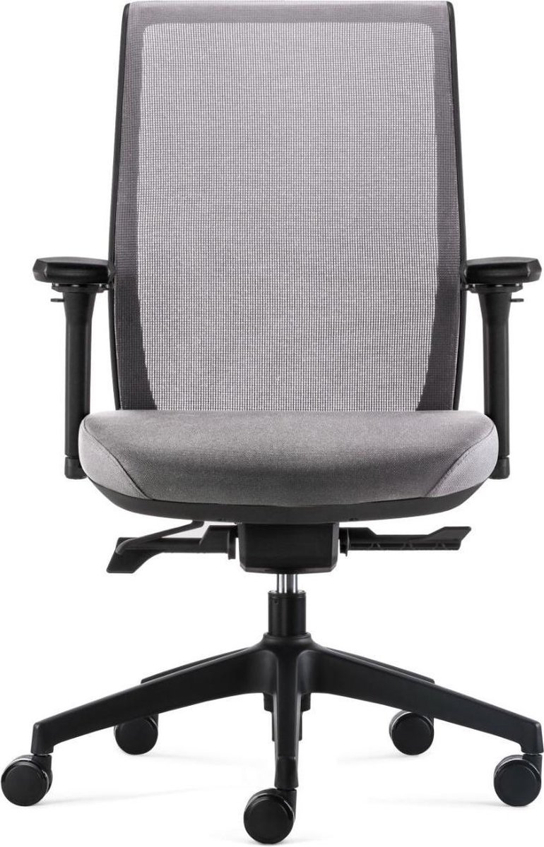 24Designs Work Synchro-4 Ergonomische Bureaustoel En1335 - Grijze Stof/mesh - Onderstel - Grijs