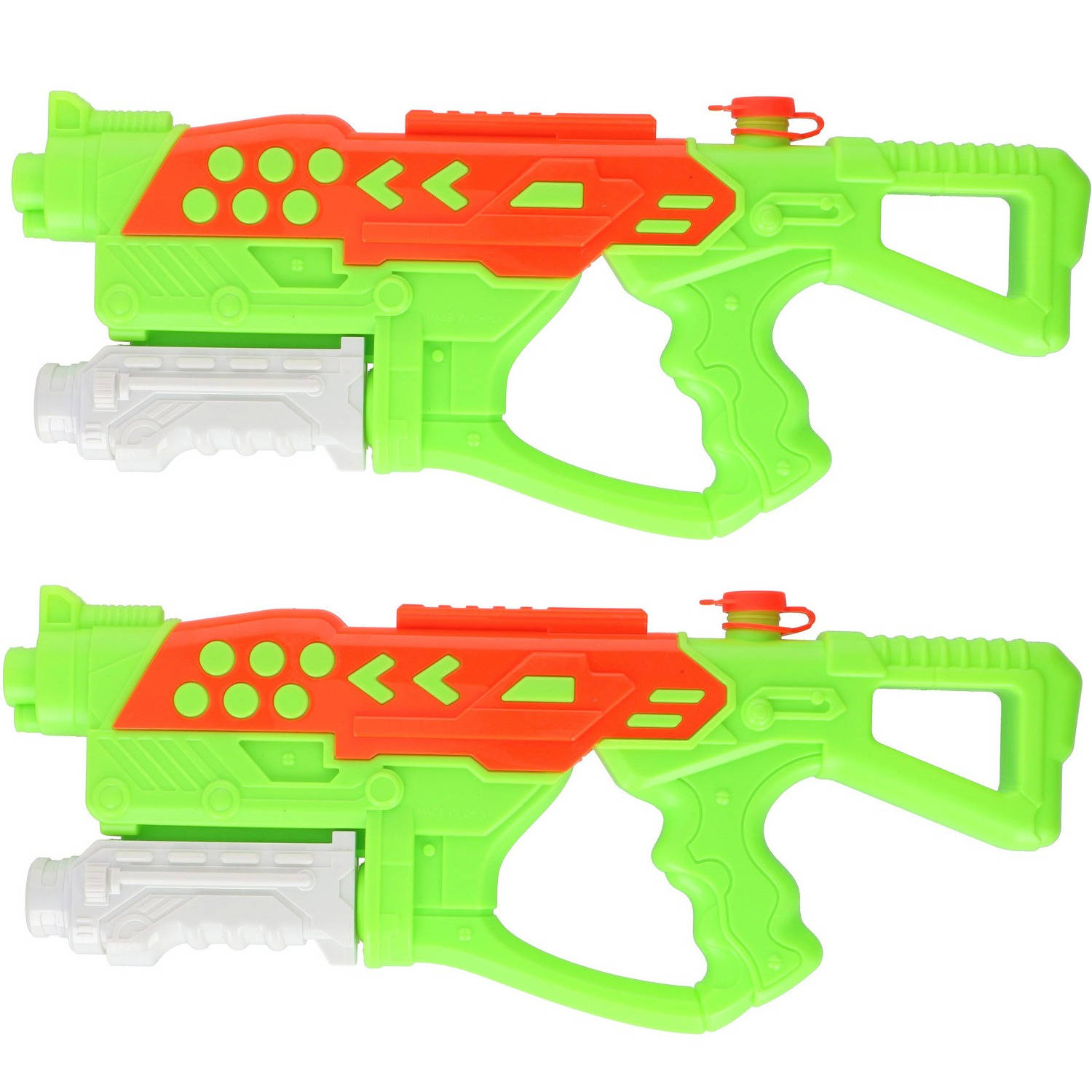 2x Waterpistolen/waterpistool Groen Van 42 Cm Kinderspeelgoed - Waterspeelgoed Van Kunststof - Blauw