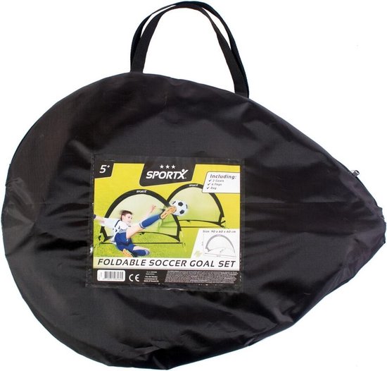 Sportx Opvouwbare Voetbaldoelen 90x60x60 Cm 2 Stuks Zwart/ - Groen