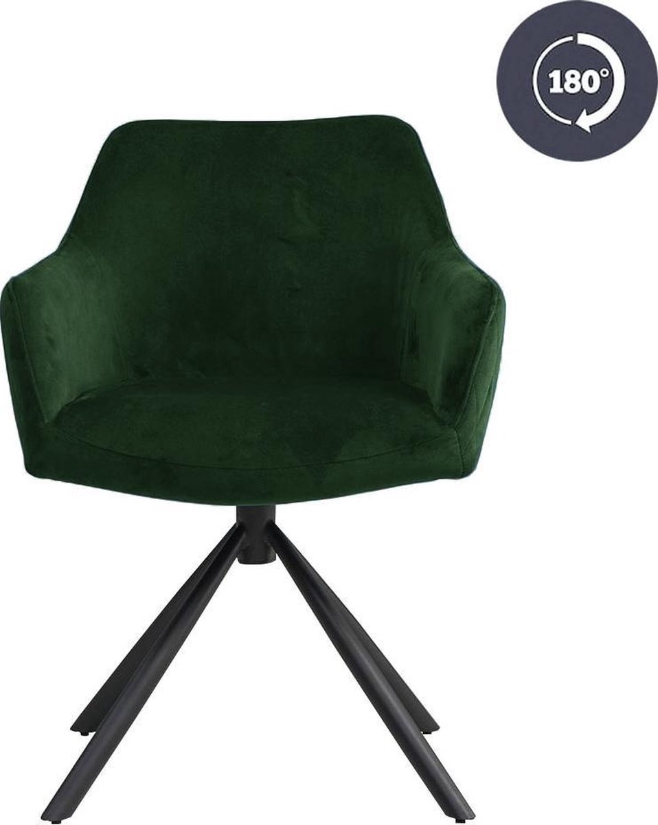 Bronx71 Moderne Eetkamerstoel Furtado Draaibaar Velvet - Groen
