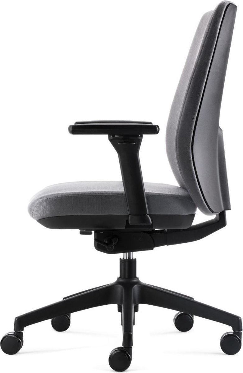 24Designs Move Synchro-4 Ergonomische Bureaustoel En1335 - Lichtgrijze Stof - Zwart Onderstel - Grijs