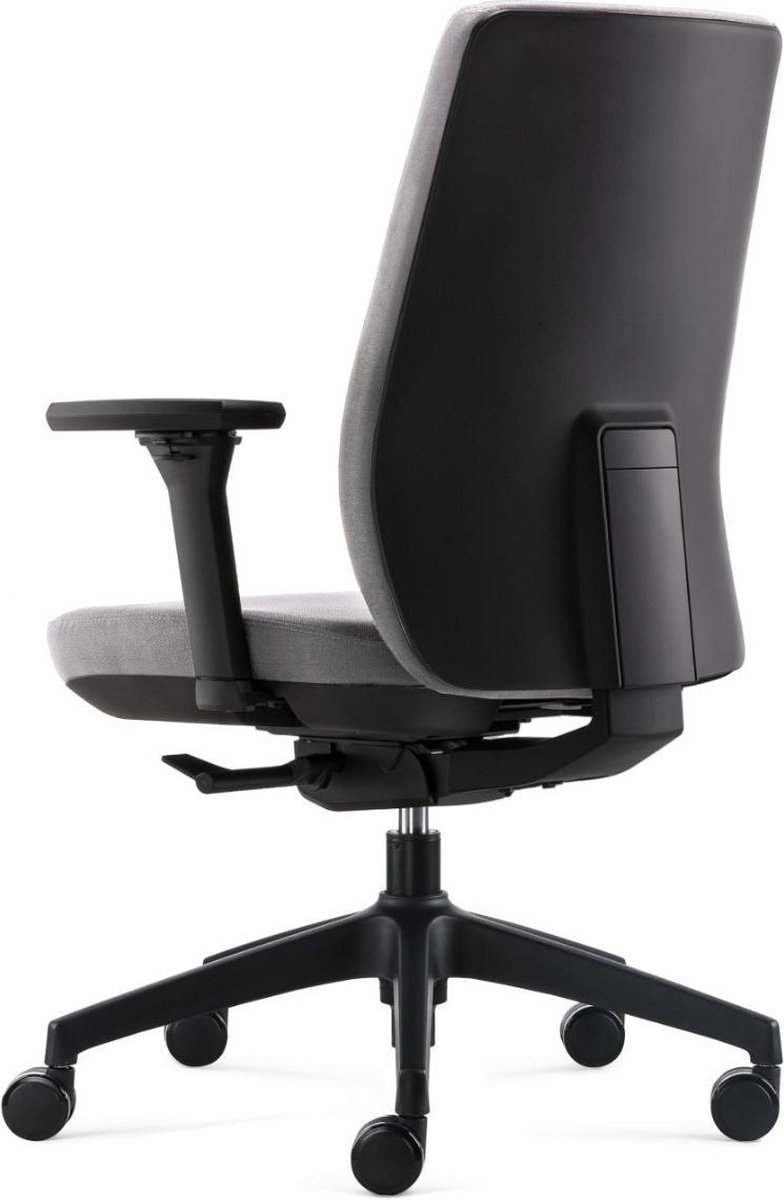 24Designs Move Synchro-4 Ergonomische Bureaustoel En1335 - Lichtgrijze Stof - Zwart Onderstel - Grijs