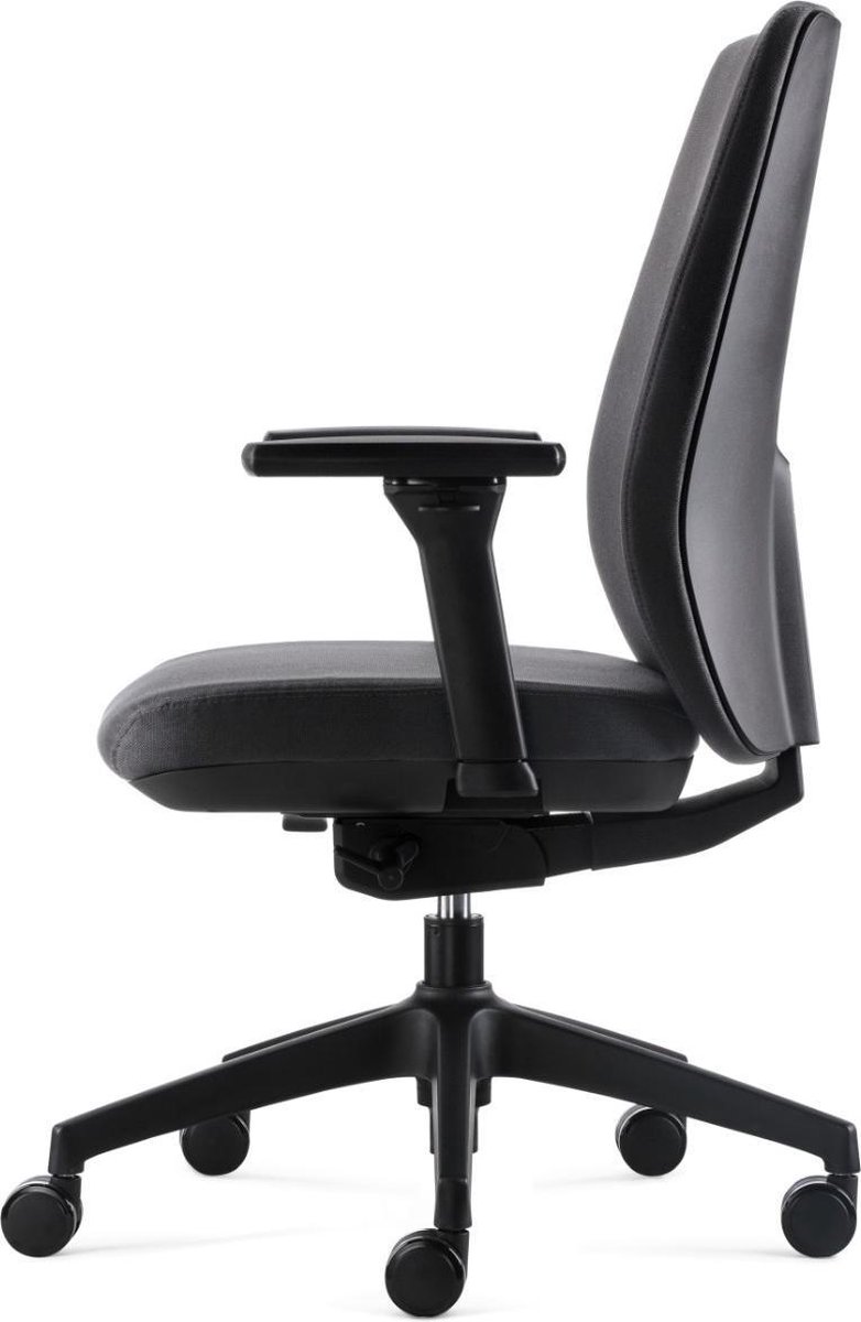 24Designs Move Synchro-4 Ergonomische Bureaustoel En1335 - Donkergrijze Stof - Zwart Onderstel - Grijs