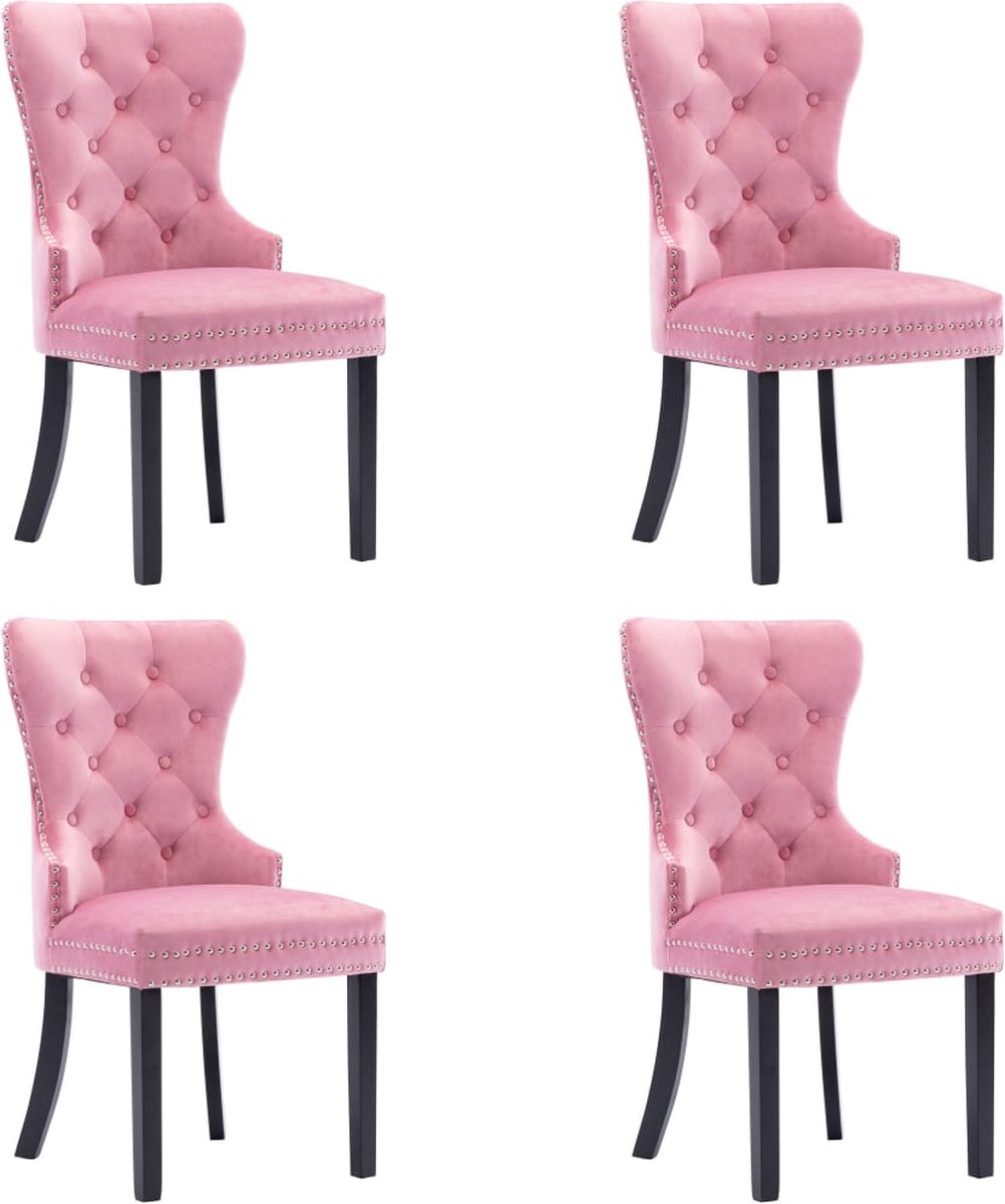 Vidaxl Eetkamerstoelen 4 St Fluweel - Roze