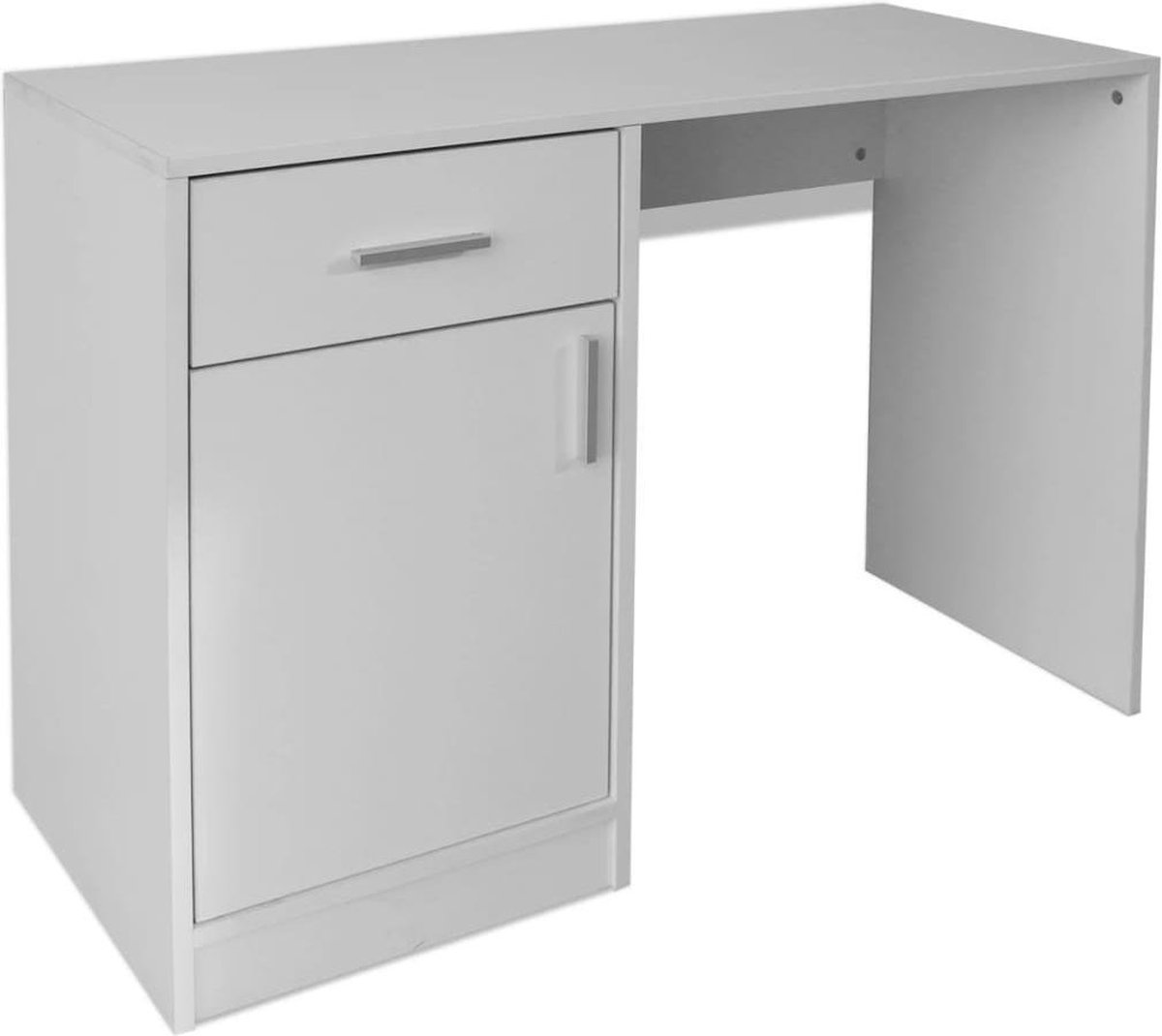 Vidaxl Bureau Met Lade En Kastje 100x40x73 Cm - Wit