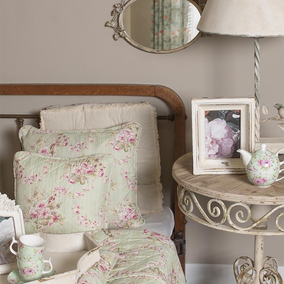 Clayre & Eef Bedsprei 140*220 Cm Meerkleurig Polyester - Groen