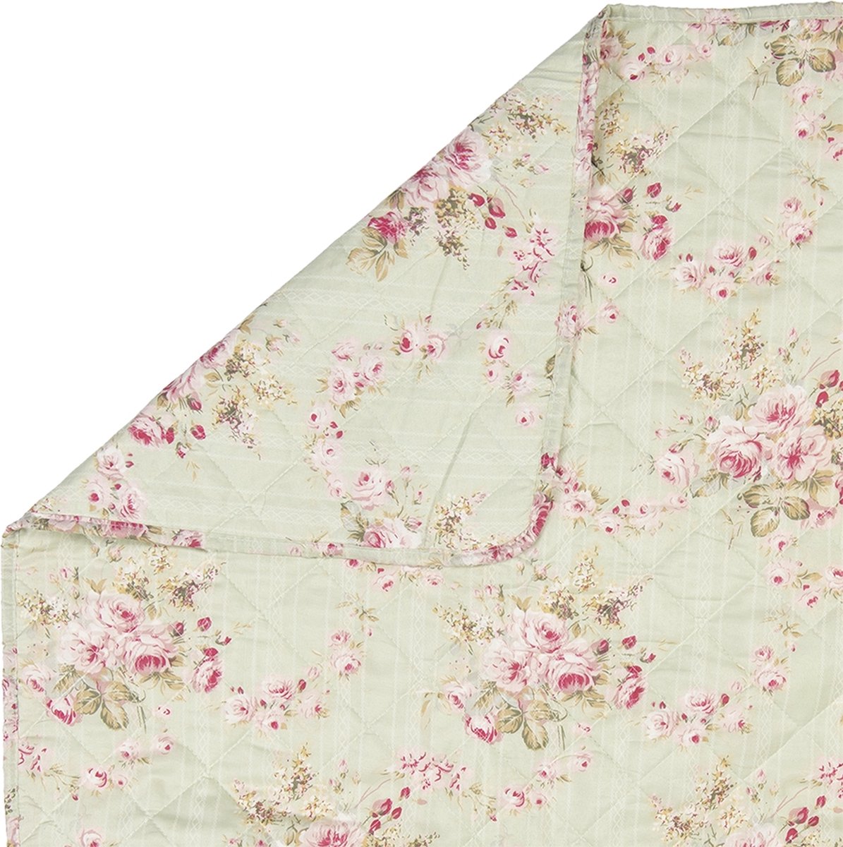 Clayre & Eef Bedsprei 140*220 Cm Meerkleurig Polyester - Groen