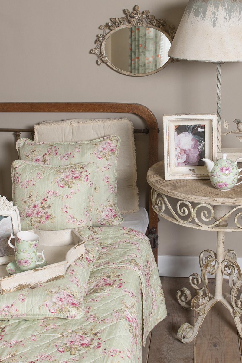 Clayre & Eef Bedsprei 140*220 Cm Meerkleurig Polyester - Groen