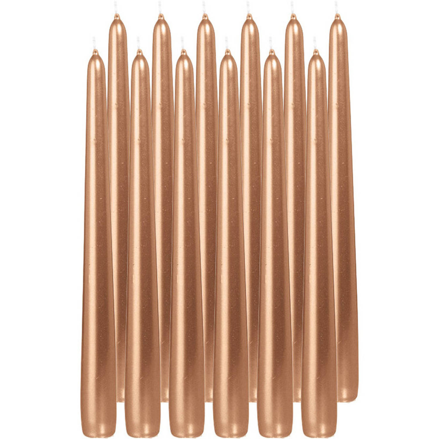 Trend Candles 12x Rosegouden Dinerkaarsen 25 Cm 8 Branduren - Geurloze Kaarsen - Tafelkaarsen/kandelaarkaarsen - Rose Goud