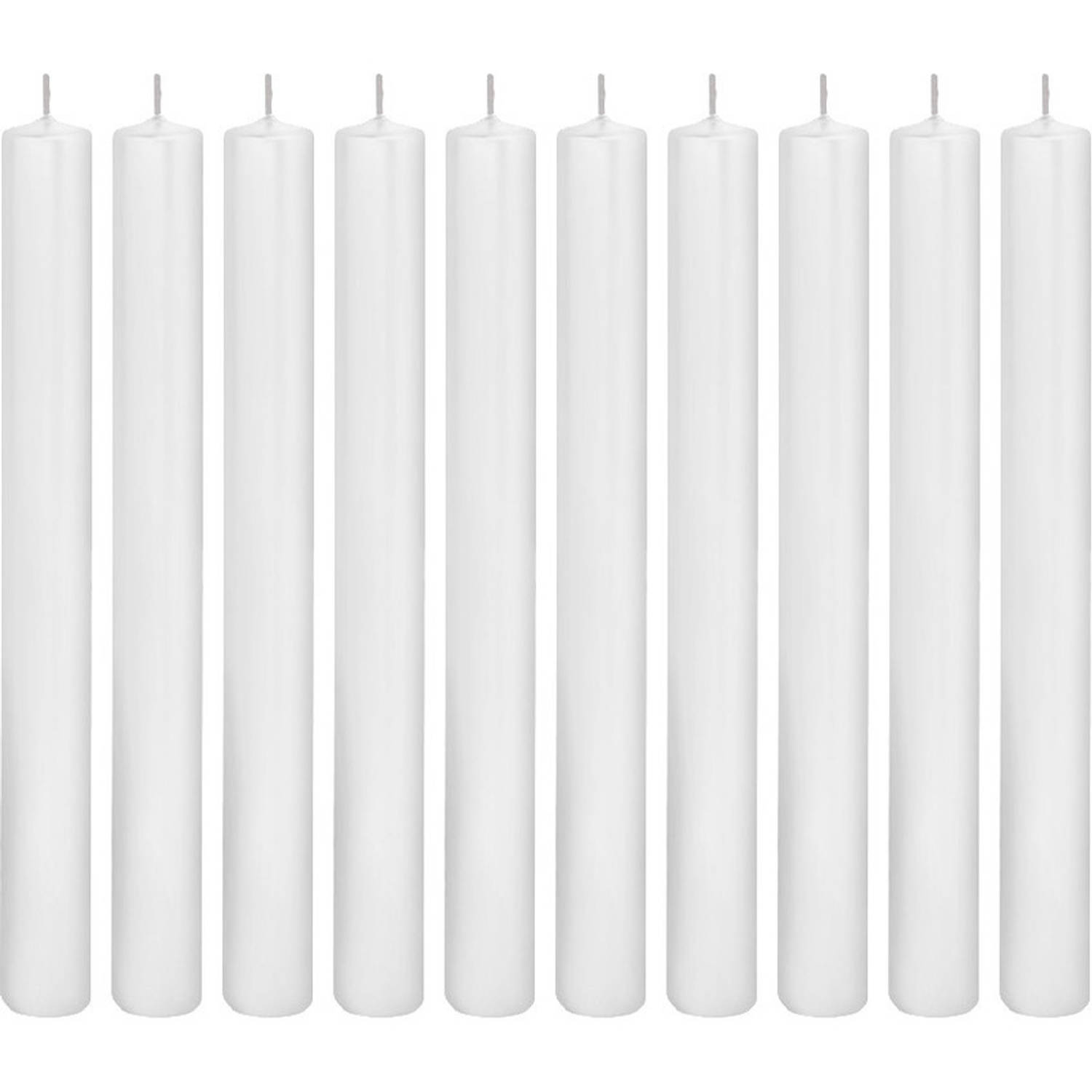 Trend Candles 10xte Dinerkaarsen 25 Cm 14 Branduren - Geurloze Kaarsen - Rechte Tafelkaarsen/kandelaarkaarsen - Wit