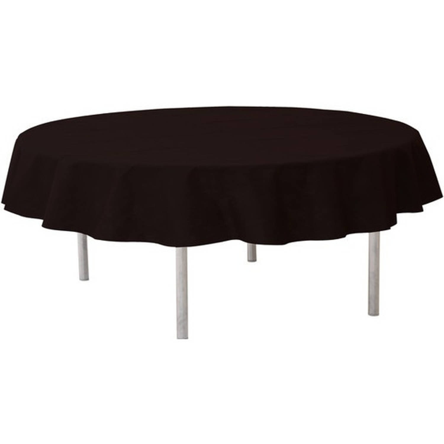 Santex Rond Tafelkleed/tafellaken 240 Cm Stof - Ronde Tafelkleden Opaque Black -e Tafeldecoraties - Thema - Zwart