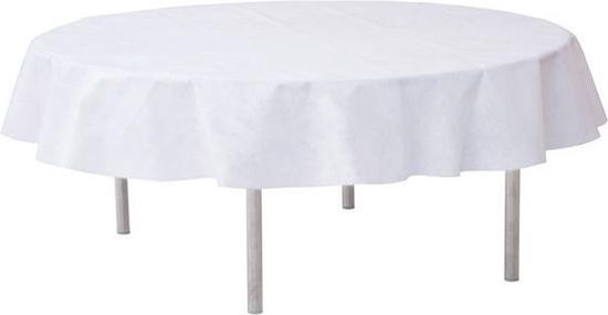 Santex Rond Tafelkleed/tafellaken 240 Cm Stof - Ronde Tafelkleden Opaque White -te Tafeldecoraties - Thema - Wit