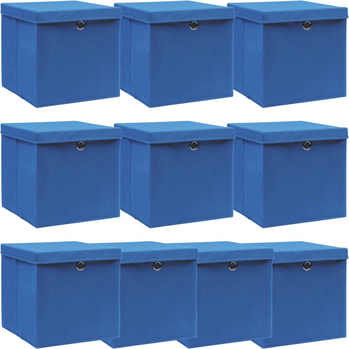 Vidaxl Opbergboxen Met Deksel 10 St 32x32x32 Cm Stof - Azul