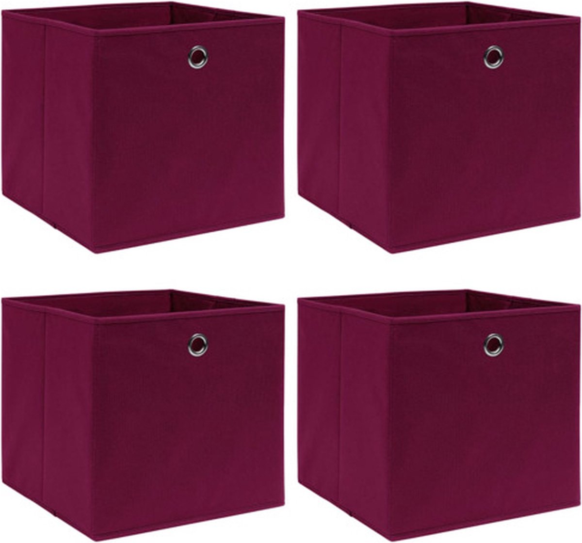 Vidaxl Opbergboxen 4 St 32x32x32 Cm Stof Donker - Rood