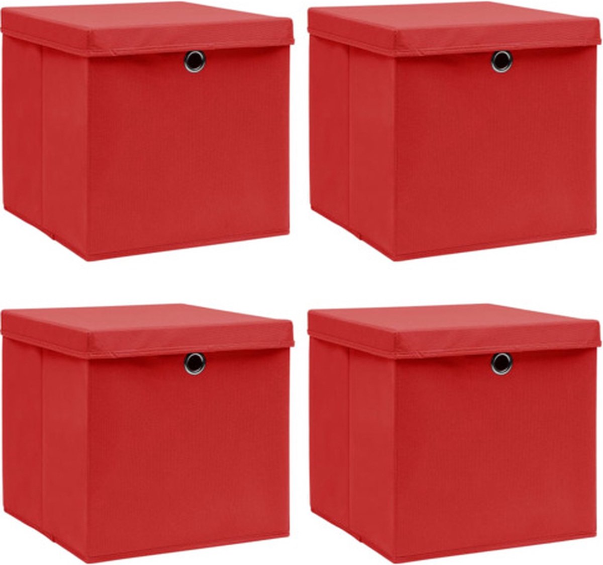 Vidaxl Opbergboxen Met Deksels 4 St 32x32x32 Cm Stof - Rood