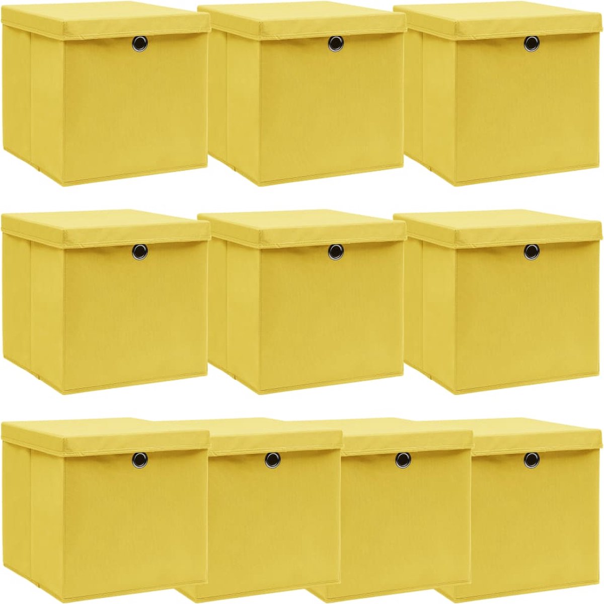 Vidaxl Opbergboxen Met Deksels 10 St 32x32x32 Cm Stof - Amarillo