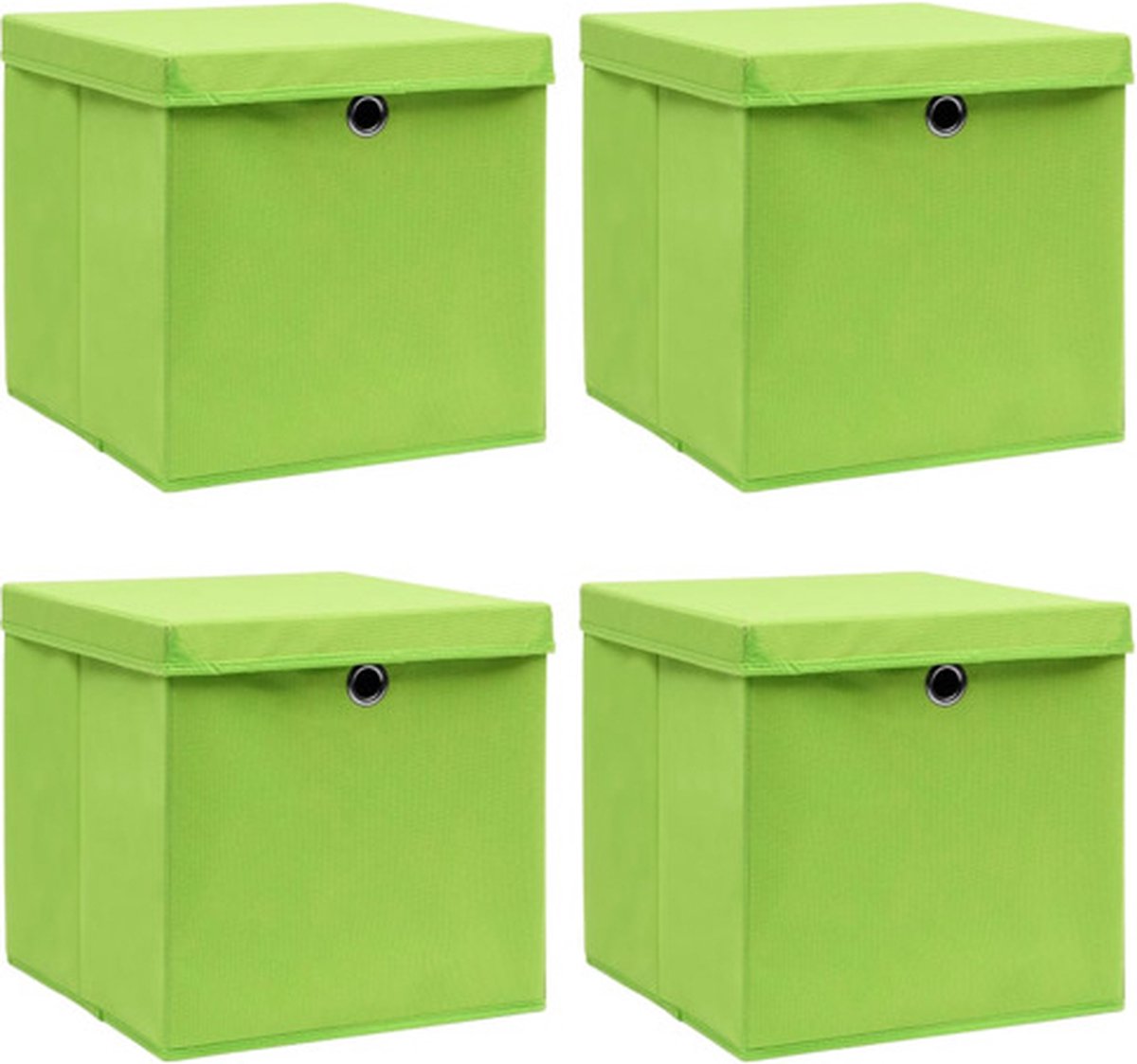 Vidaxl Opbergboxen Met Deksels 4 St 32x32x32 Cm Stof - Groen