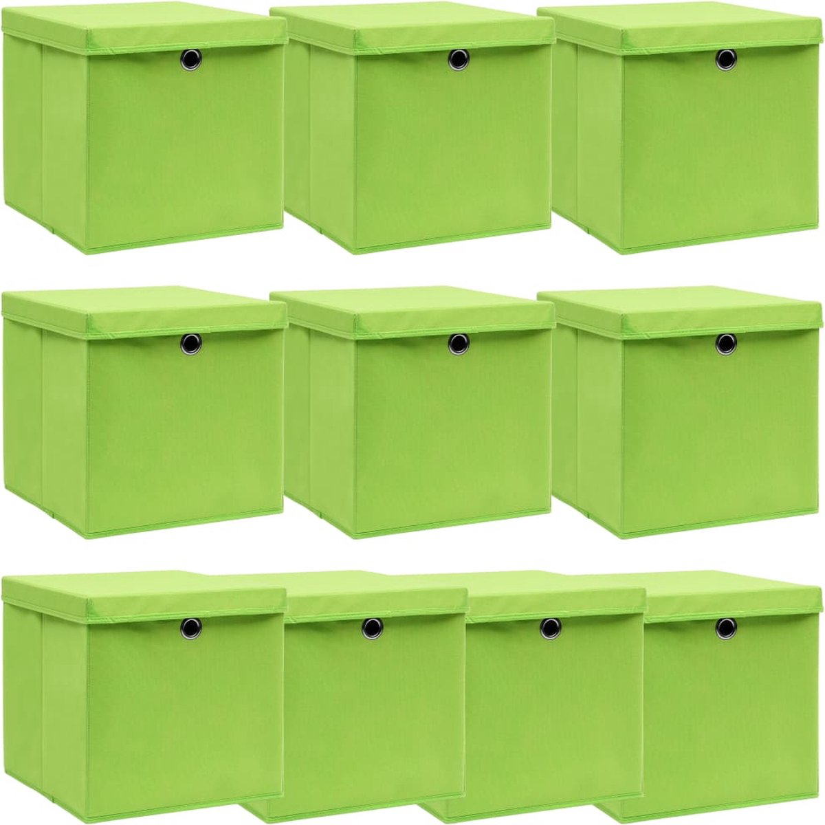 Vidaxl Opbergboxen Met Deksels 10 St 32x32x32 Cm Stof - Verde