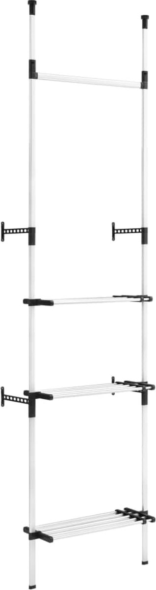 Vidaxl Kledingkastsysteem Met Stangen En Schap Telescopisch Aluminium - Silver