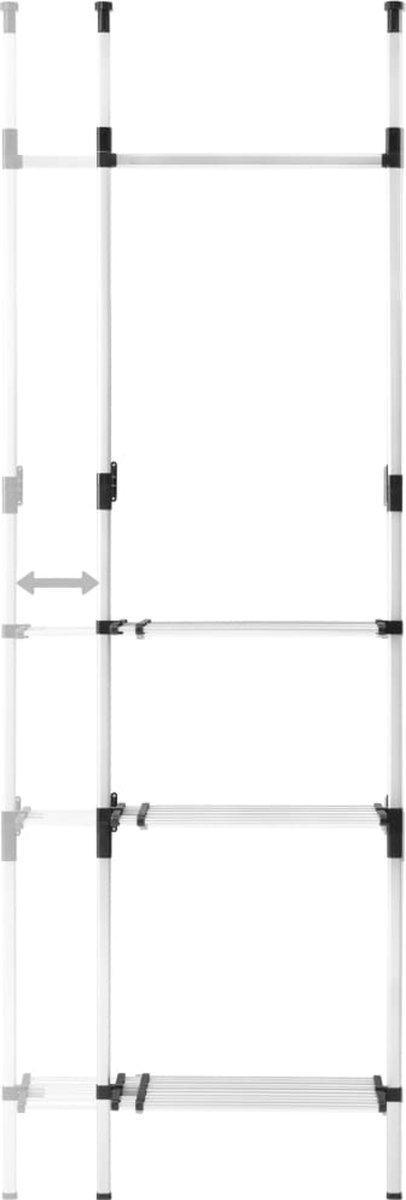 Vidaxl Kledingkastsysteem Met Stangen En Schap Telescopisch Aluminium - Silver