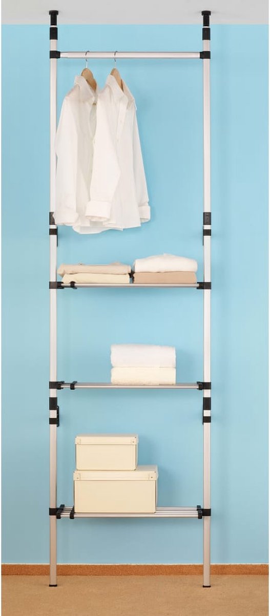 Vidaxl Kledingkastsysteem Met Stangen En Schap Telescopisch Aluminium - Silver