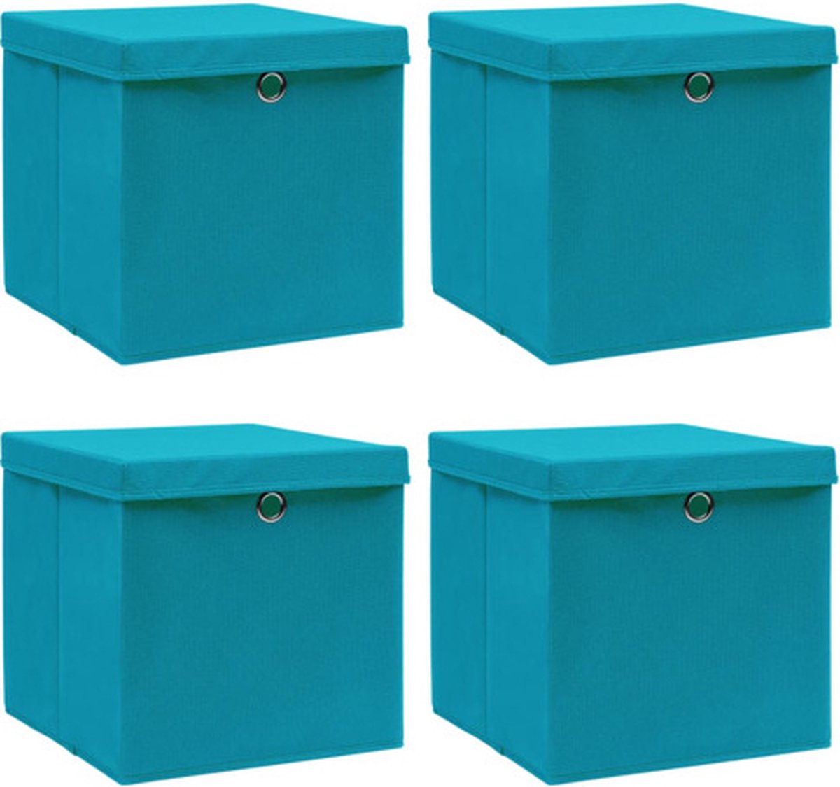 Vidaxl Opbergboxen Met Deksels 4 St 32x32x32 Cm Stof Baby - Azul