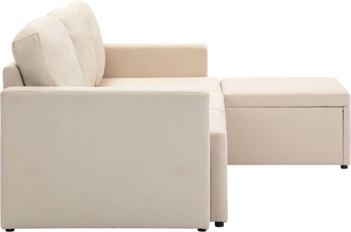 Vidaxl Slaapbank Driezits Modulair Stof Crème