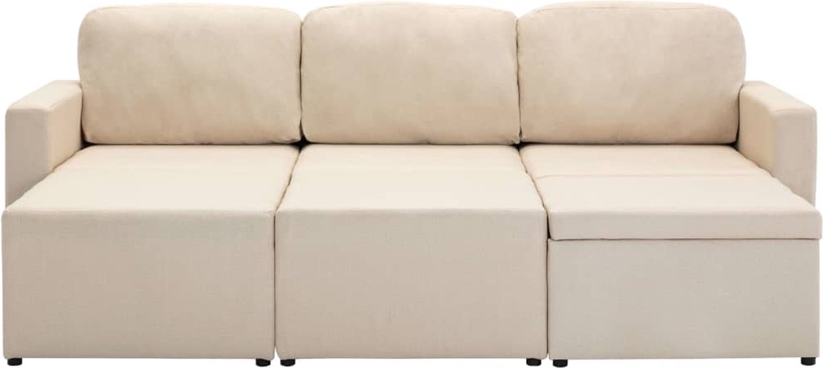 Vidaxl Slaapbank Driezits Modulair Stof Crème