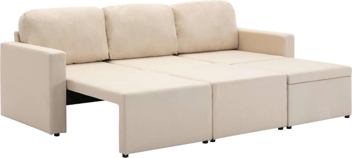 Vidaxl Slaapbank Driezits Modulair Stof Crème
