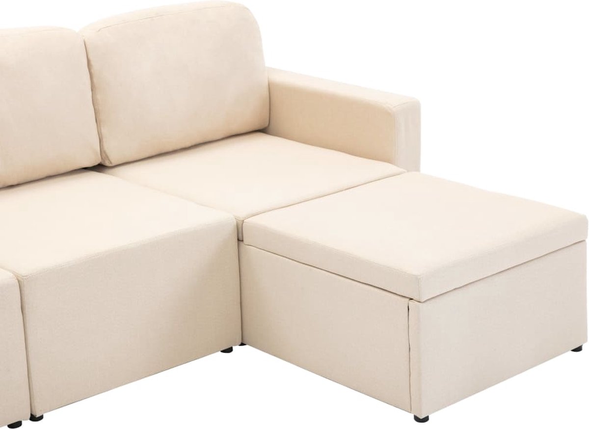 Vidaxl Slaapbank Driezits Modulair Stof Crème