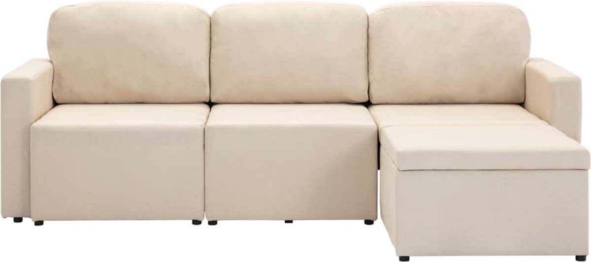 Vidaxl Slaapbank Driezits Modulair Stof Crème