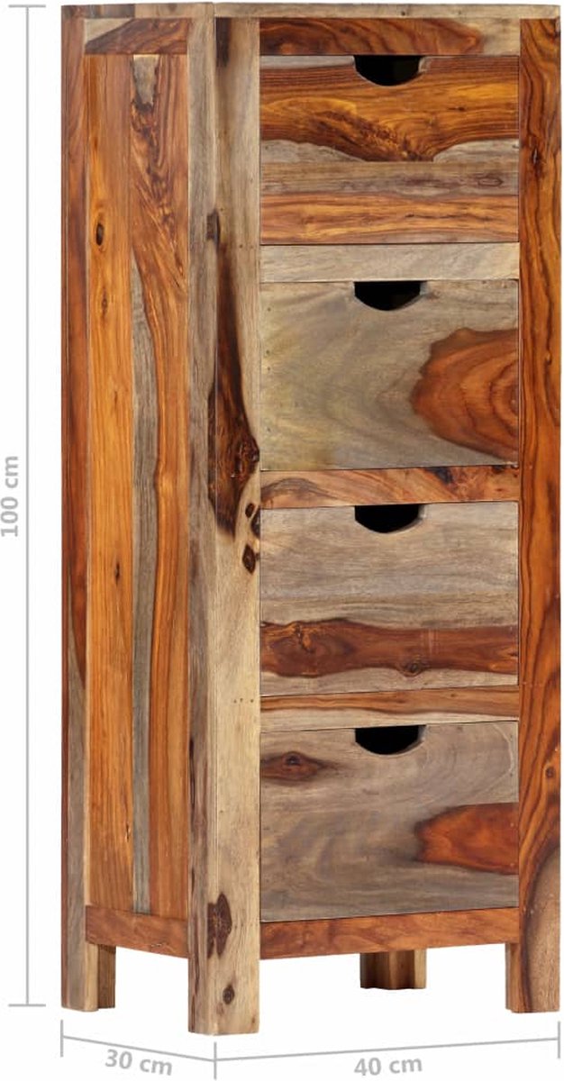 Vidaxl Ladekast 40x30x100 Cm Massief Sheeshamhout - Bruin